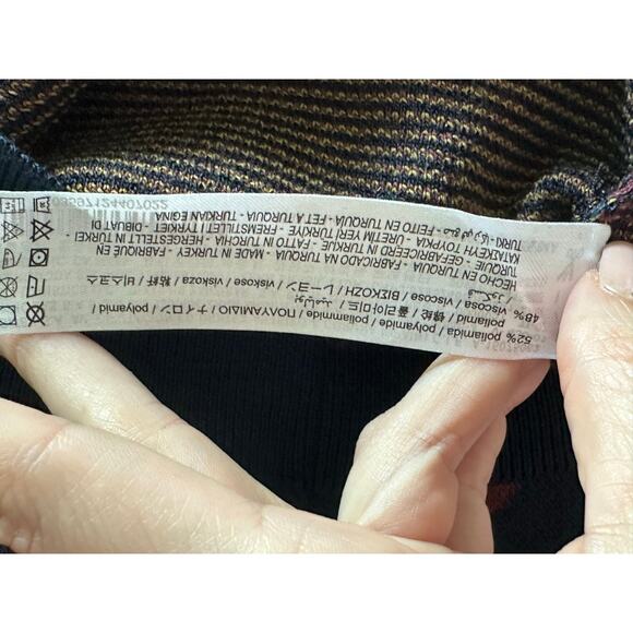 Zara navy blue floral knit buttoned cropped cardigan sweater size small - Picture 5 of 12